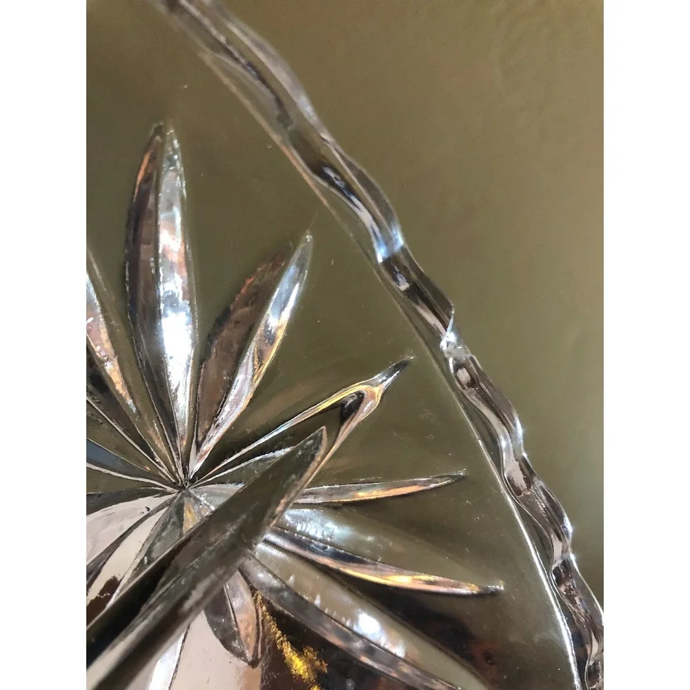 Vtg Anchor Hocking Star of David 3 Section Relish Dish Serving Tray Clear